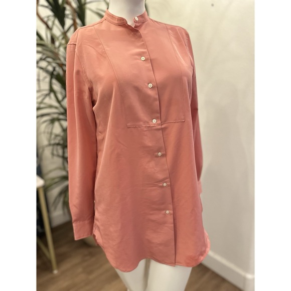 RALPH LAUREN Pink Blouse Women Sz M Button Front Tunic Career Office Top Shirt - Picture 2 of 9